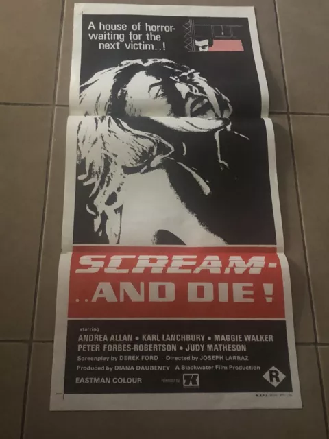 SCREAM AND DIE Original Australian Daybill Movie Poster Andrea Allan Horror R