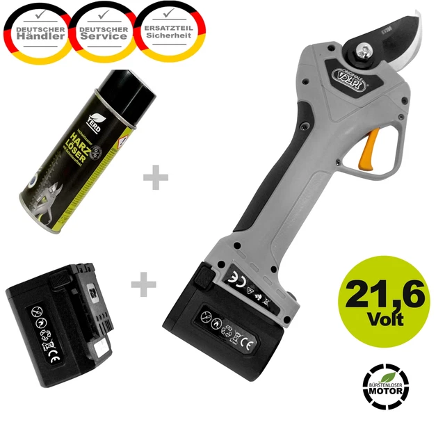 VOLPI KV390 Elektronische Profi Akku Reb Obstbau Garten Ast schere POWER Akku