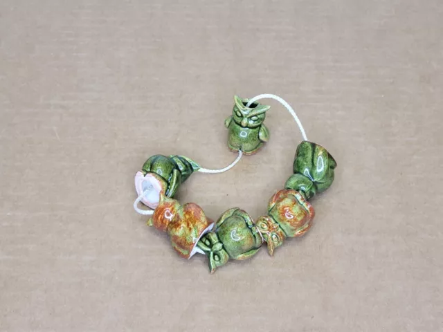 Vintage Mid-Century Owl Macrame Beads Duncan Enterprises Set of 6