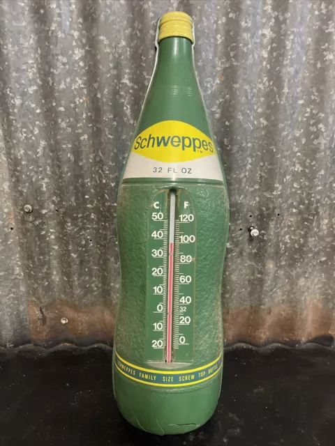 SCHWEPPES Large Size Plastic Thermometer Vintage Shop Advertising Sign