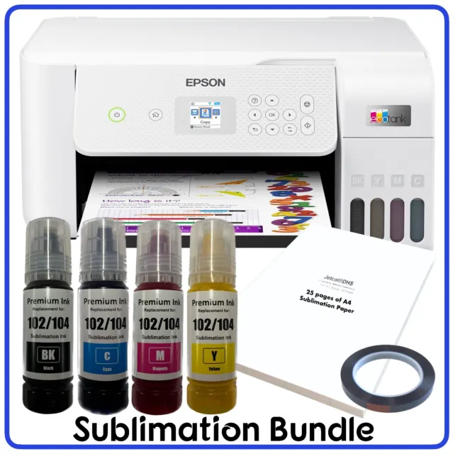 Sublimation Bundle: Epson Tank ET-2826 Printer + non-oem Sublimation Ink & Paper