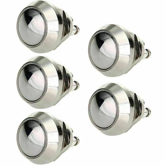 5x 12mm Auto KFZ Druckschalter Trompete Momentary Edelstahl Drucktaster Switch