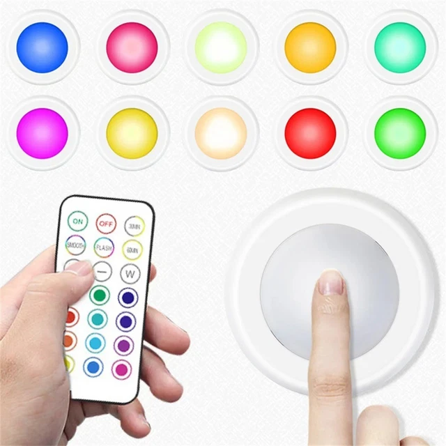 Various Led Lights WIRELESS LED PUCK Light 6 Pack Remote Control RGB Color Changing ...