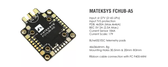 Matek Systems FCHUB A5 PDB Built-in 184A Current Sensor 5V 2A BEC 2-6S Lipo UK 2