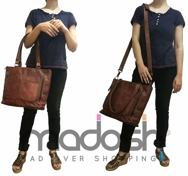 Femmes Sac Bandoulière Cuir Véritable Vintage Messager Sac à Main 2