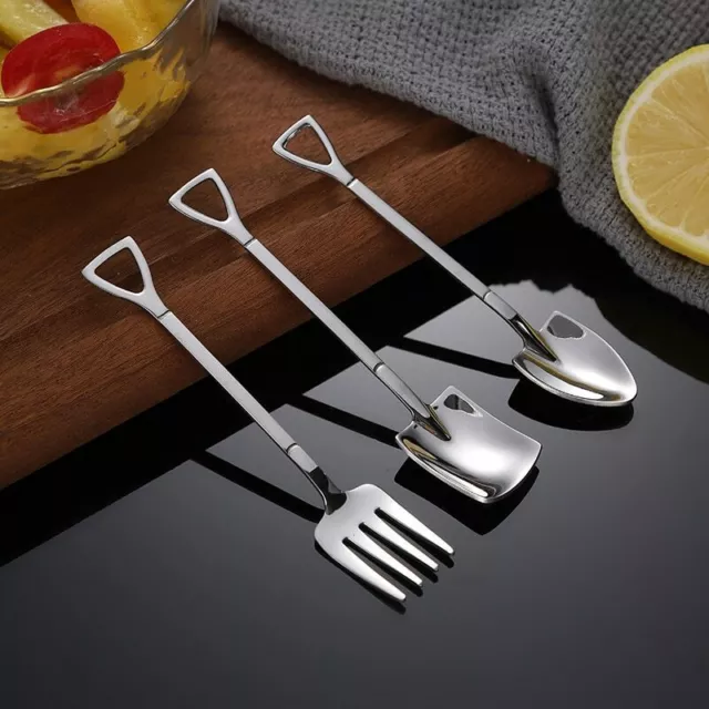 Novelty Shovel Stainless Steel Coffee Spoon Dessert Fork Ice Cream  Teaspoon