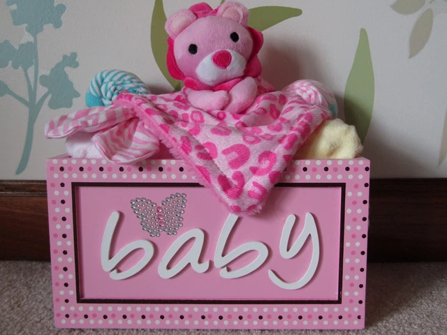Baby Shower Gift Box Girls Pink Cheetah Gift Box Set New 