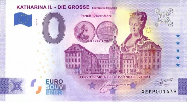 0 Euro Schein Katharina II die Grosse ·  Souvenir Null € Banknote · Deutschland