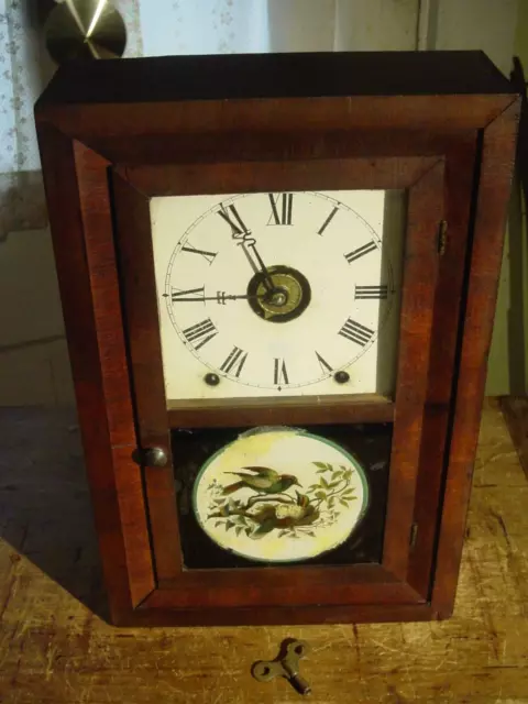 Antique Rare Seth Thomas 1874 Miniature 8 Day Alarm Rosewood O.g. Shelf Clock