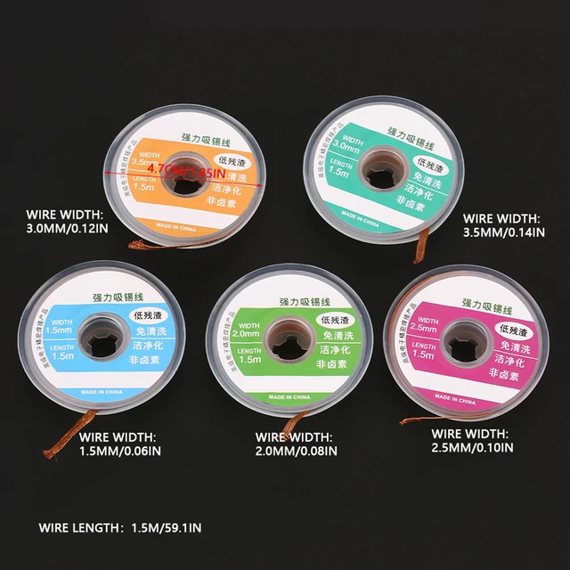5Pcs 1.5m Solder Wick Desoldering Wire Solder Remover 1.5/2.0/2.5/3.0/3.5mm