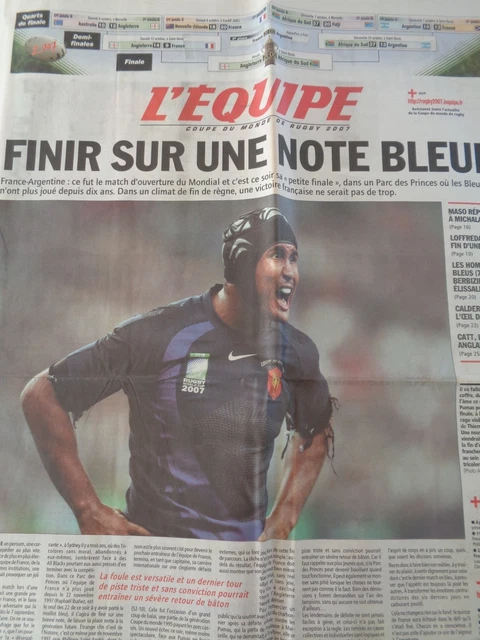 Journal L'Equipe – 26/10/2003 – Coupe Du Monde Rugby – Édition Originale