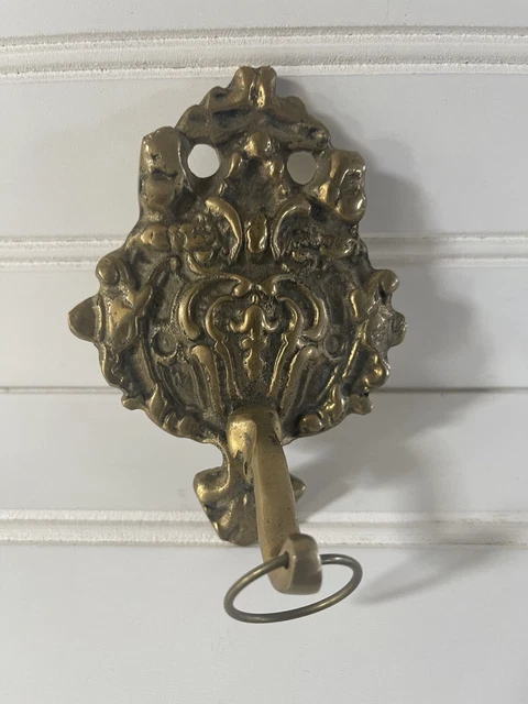 Vintage Solid Brass Ornate Wall Door Hook Hanger 5”