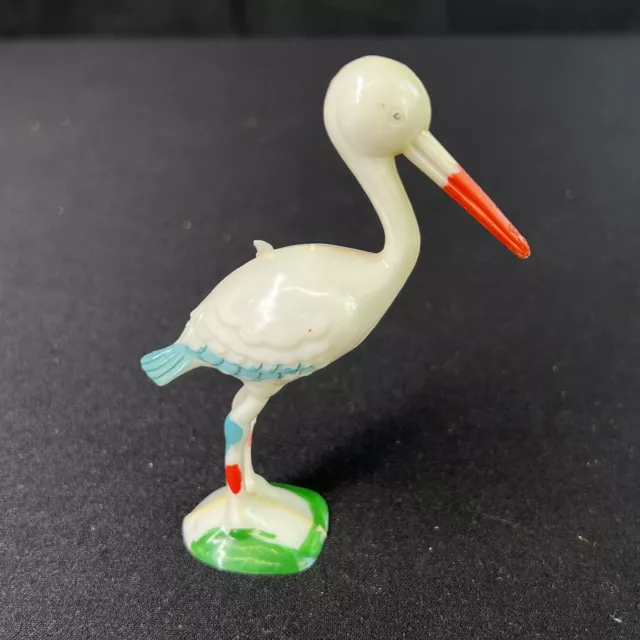 Vintage Stork Cake Topper Vintage Hard Plastic NIP Made in Hong Kong