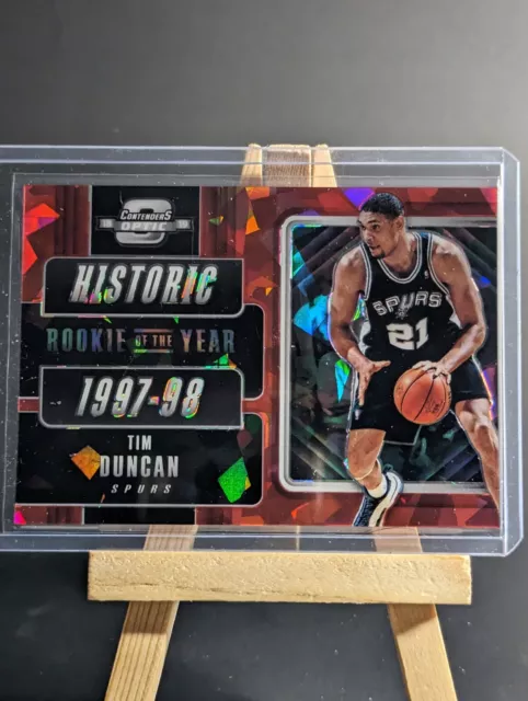 2018-19 Contenders Optic Tim Duncan Red Cracked Ice Prizm HOF #8 Spurs
