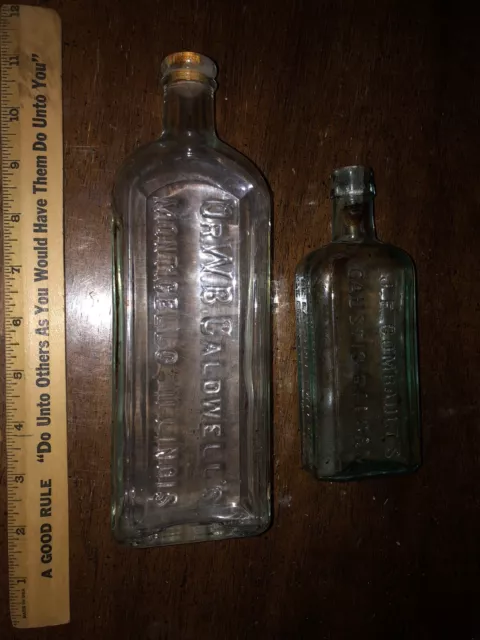 Antique Medicine Bottle Lot Of Two: Dr Caldwells, J.E. Combault’s Caustic Balsam 2