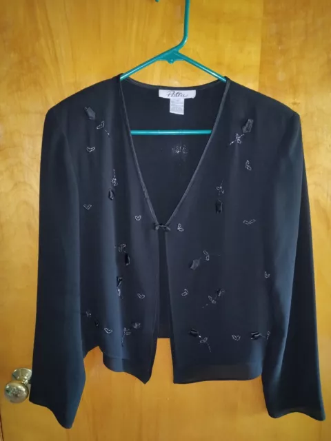 Patra Vintage Black Embellished Evening Jacket Mother Of The Bride Size 12
