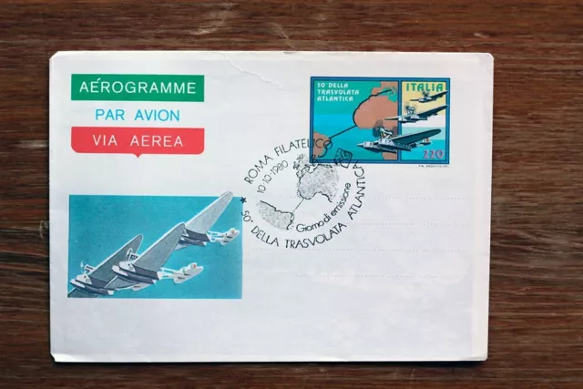 Cartolina Commemorativa 50° Della Trasvolata Atlantica Roma 1980 (F1119)