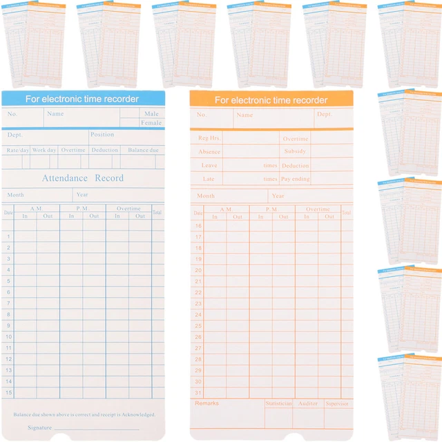 CARTES DE POINTAGE Double face, 100 feuilles, cartes de pointage Double ...