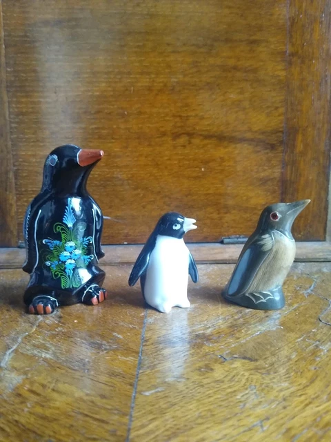 Three Small Penguin Figures Ornaments - cute!