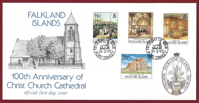 1992 Falkland Islands Christ Church Cathedral 100th Anniversary First Day Cover