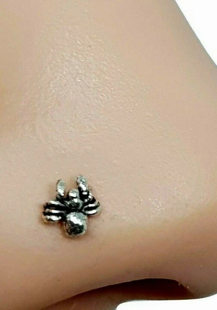 Araña Nariz Stud Araña Arácnido 22g (0.6 mm) 925 Plata esterlina Extremo de...
