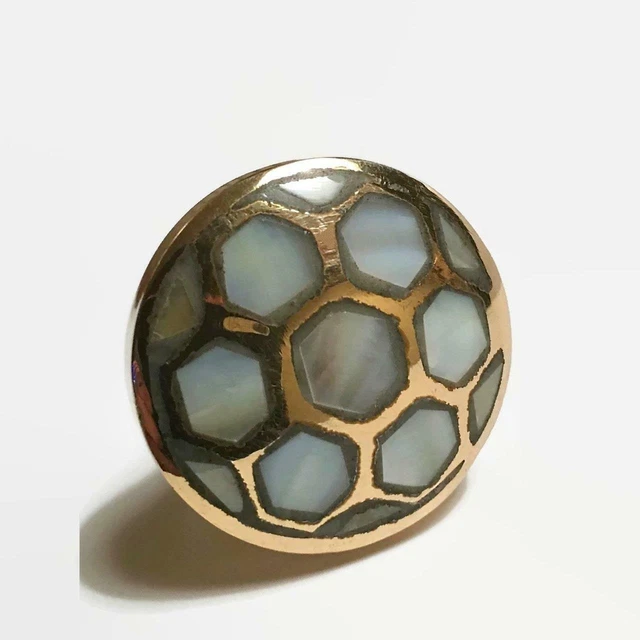 Golden Brass and Shell Cabinet Knobs Dresser Drawer Pulls