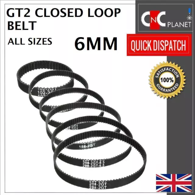 Cinturón de sincronización síncrona GT2 2M 2 mm paso 6 mm ancho circuito cerrado para polea CNC 3D