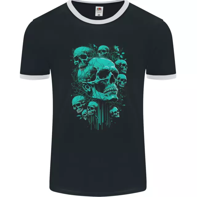 Skull Time Gothic Heavy Metal Rock Music Biker Mens Ringer T-Shirt FotL