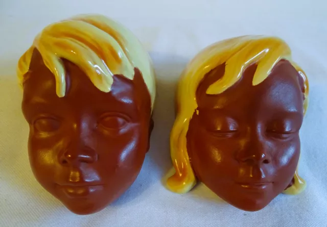 Cortendorf Wandmasken  Zwei Kinder Junge und Mädchen 11 cm x 8 cm