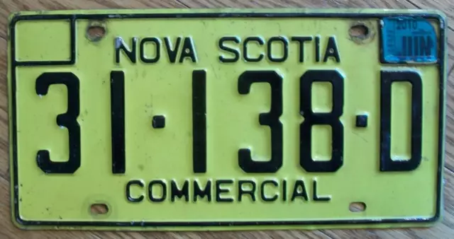 Single Nova Scotia, Canada License Plate - 2010 - 31-138-D - Commercial