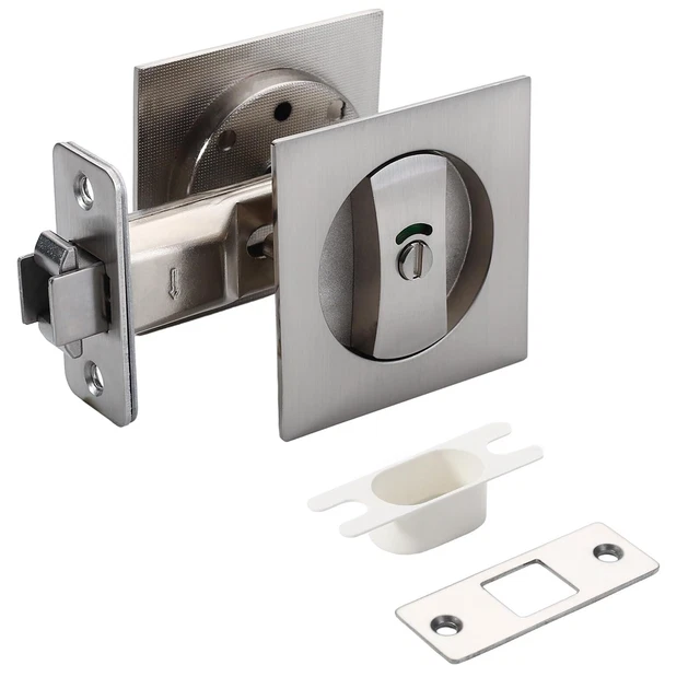 ASIDRAMA SLIDING POCKET Door Lock with Indicator Brushed Satin Nickel