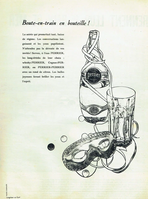 publicité Advertising  0922  1955   Perrier eau bulles  Boute-en -train