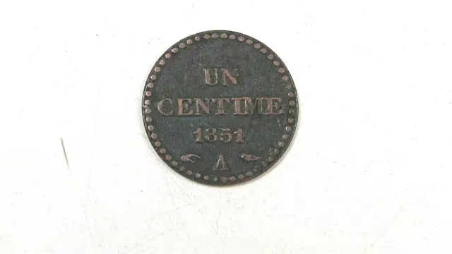 France 1 Centime 1851 A  Avec Accent Dupre Bronze