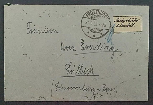 1923, KASSEL OPD Gebührenzettel lateinische Schrift, auf Brief, geprüft 300,-€