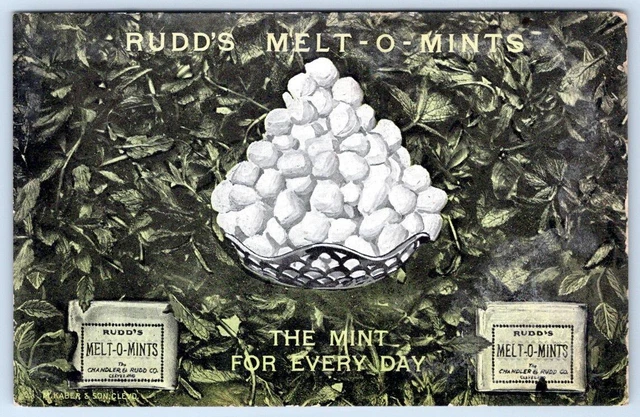 Chandler & Rudd's Melt-O-Mints Cleveland Ohio*Candy*Confections*M Kaber Postcard