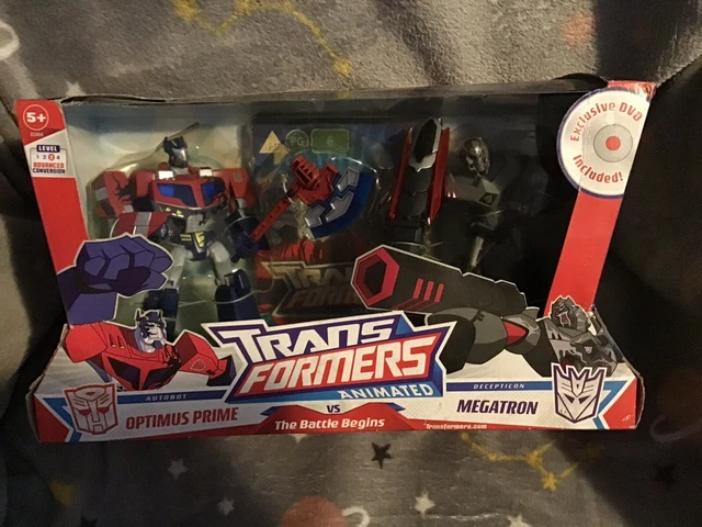 TRANSFORMERS ANIMATED THE Battle Begins Optimus Prime Vs Megatron + DVD ...