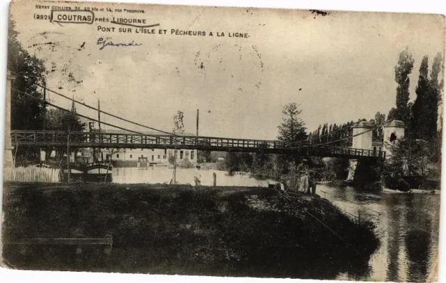 CPA COUTRAS pres LIBOURNE-Pont sur L'Isle et Pecheurs a la Ligne (176782)