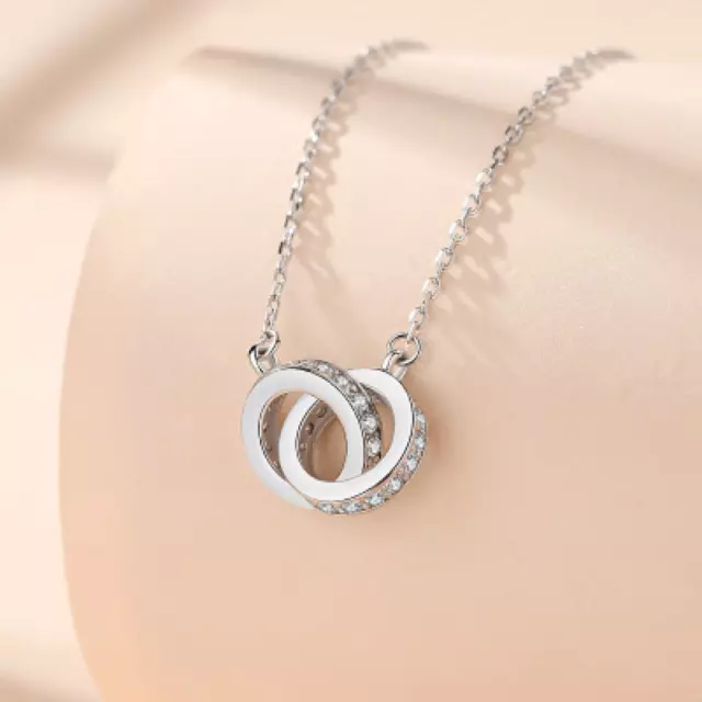 Hot Double Ring Pendant Necklace Japanese and Korean Fashion Necklace Lover Gift