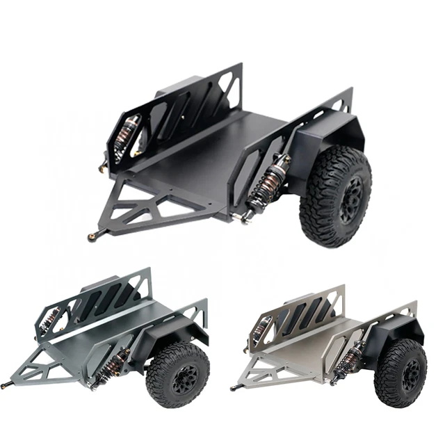 RC Crawler Trailer Accessories – Metal Tow Trailer For 1/10 Axial SCX10, TRX4, D90 & More (Red)