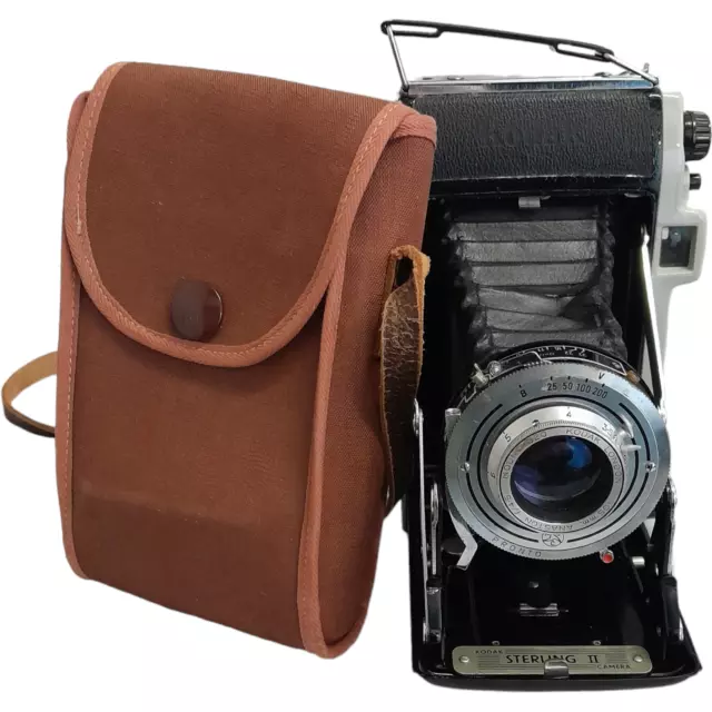 Kodak Sterling II 2 Vintage Folding Camera & Brown Fabric Case