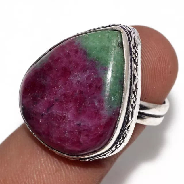 Ruby Zoisite 925 Silver Plated Gemstone Ring US 7.5 Exquisite Jewelry GW