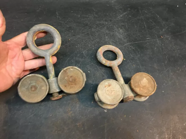 2 Antique Richards Wilcox Barn Door Pulley Hanger  Roller Cast Iron