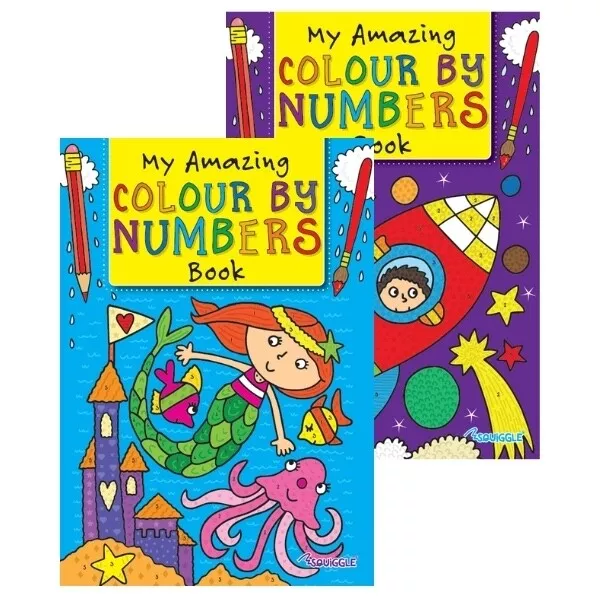 Colour By Numbers Kids Children's Space or Mermaid Activity Colouring  Book