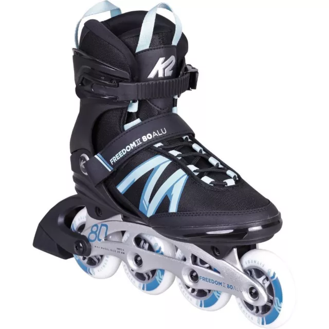 K2 Freedom II 80 Alu Inline Skates Damen schwarz/türkis 30G0836-1