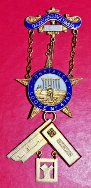 Masonic Past Master's Jewel Constancy Lodge No 4767 sterling silver WM