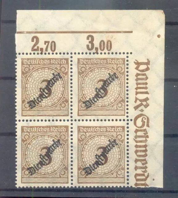 DR-Dienst 100 POR-C ECKRANDVIERERBLOCK ** MNH POSTFRISCH (13464