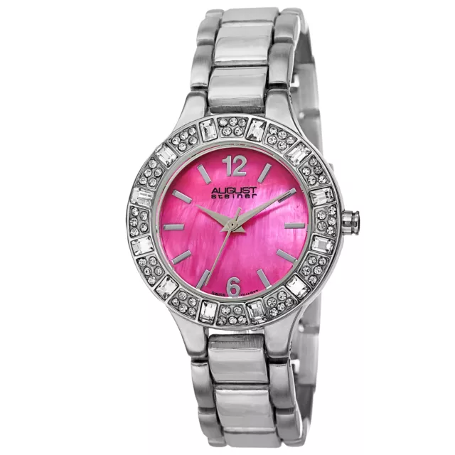 Women's August Steiner AS8135RSSPK Swiss Quartz Crystal Bezel Bracelet Watch