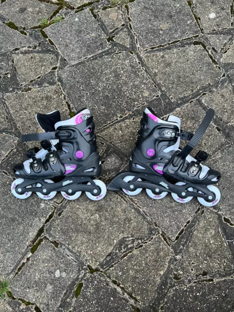 No Fear Inline Skates Roller Blades Adjustable Size 5 - 8 Silvery white & Purple