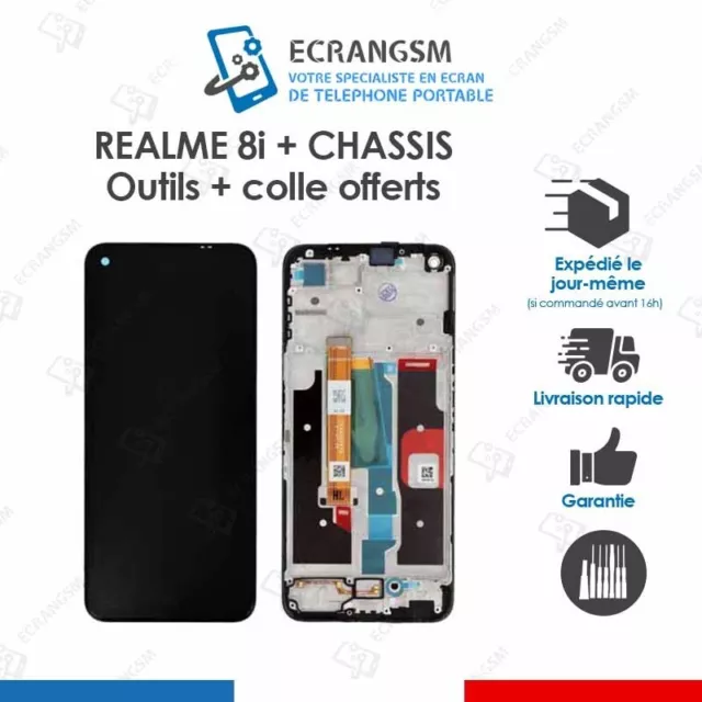 ECRAN LCD + VITRE TACTILE + FRAME pour REALME 8i + outils