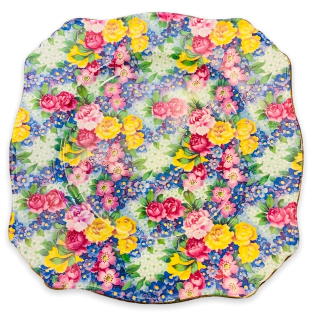 Royal Winton Chintz Ascot Plate Rose & Violet Floral Pattern "Julia"  7.75 in